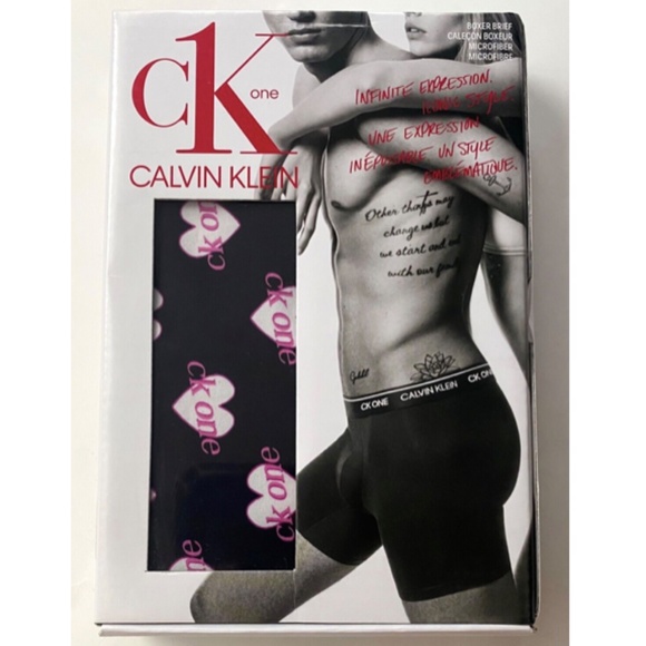 Calvin Klein New CK One Nylon Black Heart Logo Boxer Brief Underwear NB2226 471 - Picture 2 of 3